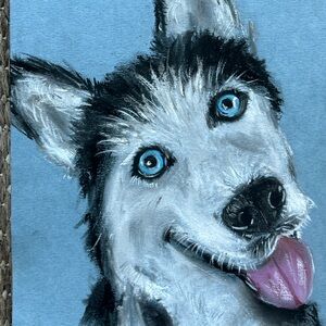 Husky Dog Portrait Art Print 9x6 ORIGINAL
